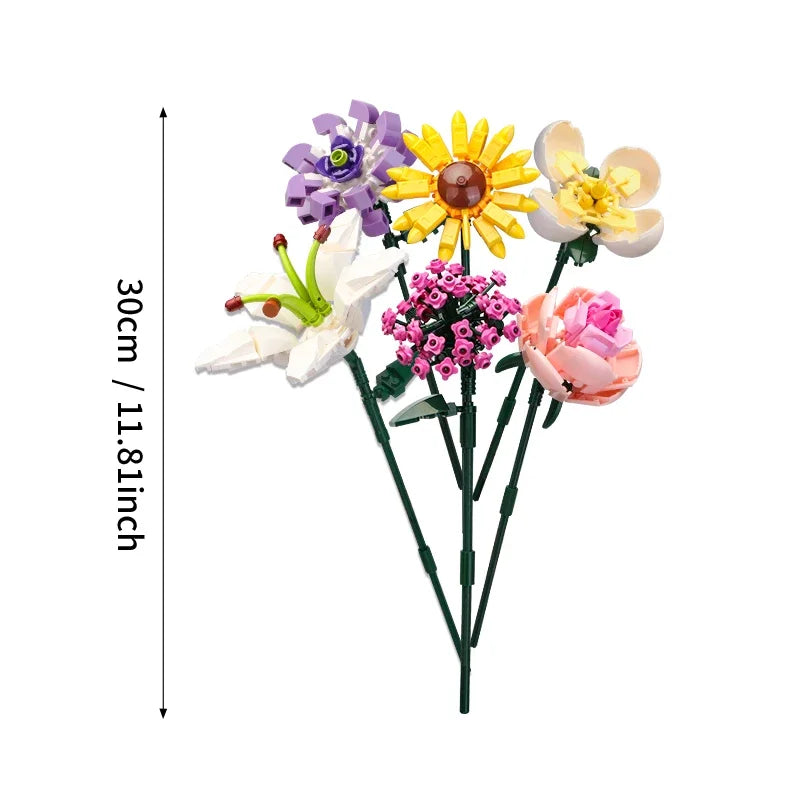 Small Bricks Flower Tree Building Block Kit DIY Home decoration Potted Plant Flower Botanical Construction Toy Girl Gift