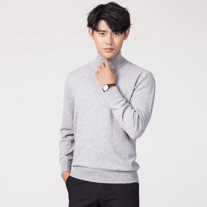 Cashmere Wool Solid Autumn Winter Men's Warm Turtleneck Knit Loose Long Sleeve Sweater Casual Comfortable Pullover Thick Sweater