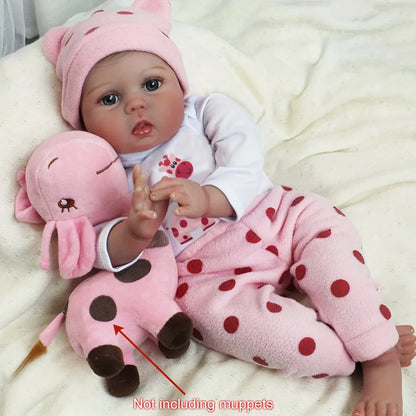 BZDOLL 22 Inch Soft Silicone Reborn Baby Doll Alive 55 CM Newborn Princess Toddler Bebe Cute Play House Toy Girl Birthday Gift.