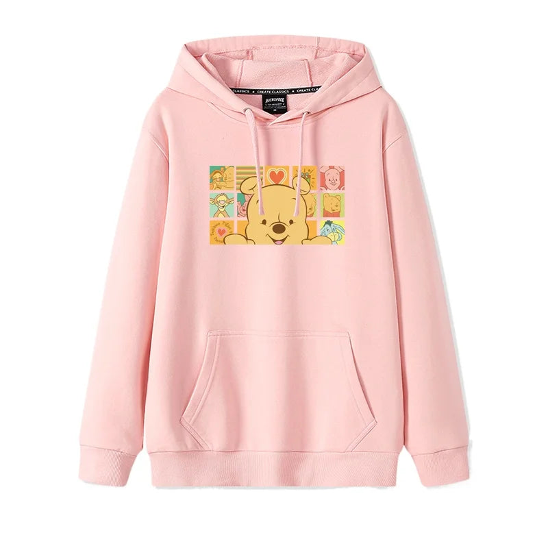 Cartoon Winnie the Pooh Mode einfacher Pullover Damen lockere und bequeme Kapuze vielseitige Paar Freundin Pullover Jacke