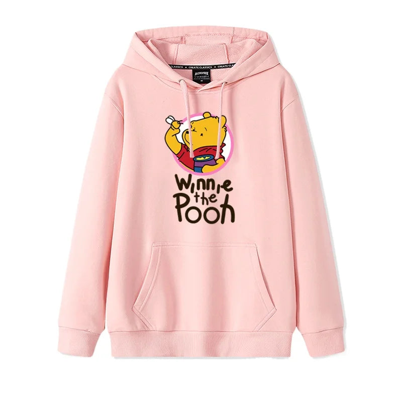 Cartoon Winnie the Pooh Mode einfacher Pullover Damen lockere und bequeme Kapuze vielseitige Paar Freundin Pullover Jacke.