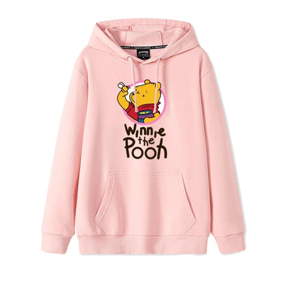 Cartoon Winnie the Pooh Mode einfacher Pullover Damen lockere und bequeme Kapuze vielseitige Paar Freundin Pullover Jacke.