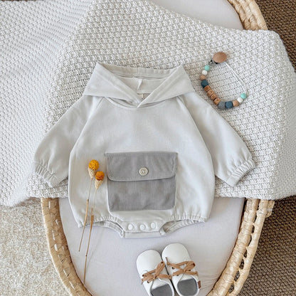 Herbst Neue Baby Minimalistischen Hoodie Lange Ärmel Große Tasche Klettern Kleidung Baby Neugeborenen Artikel Bodys & Einteiler.