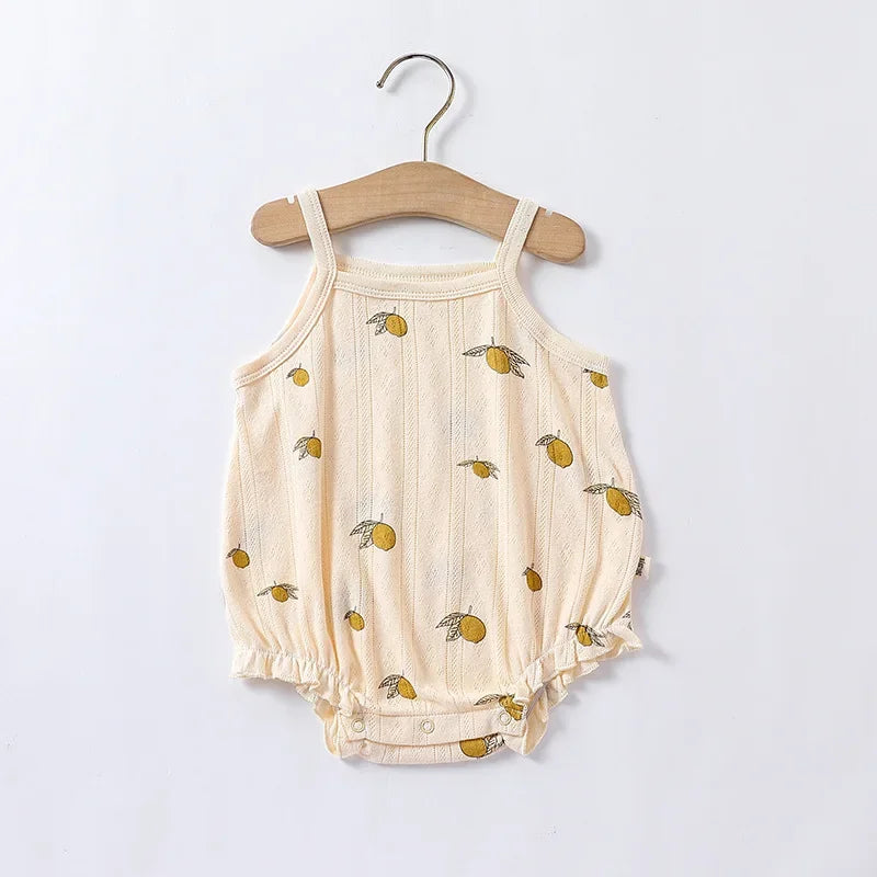 0-24m Neugeborenes Kind Baby Stram pler Mädchen Jungen Sommerkleid ung ärmel los schulter frei Overall niedlichen süßen Bodysuit Outfit.