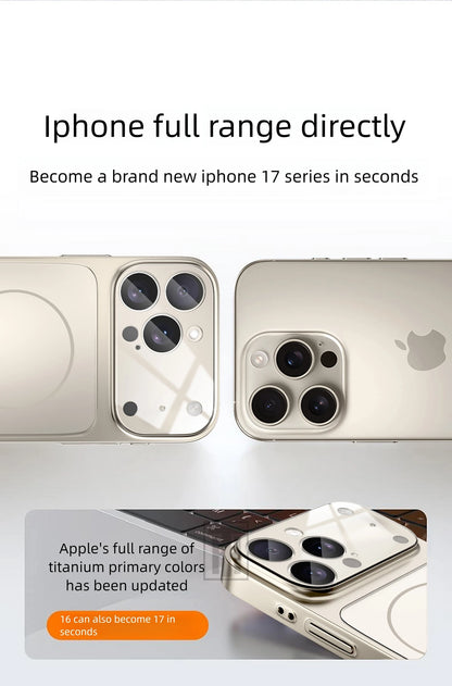 Luxury Large Frame Glass Lens Protect New Phone Case for iPhone 17 Air 16 15 14 13 Pro Max 17 Pro Magsafe Magnetic PC Hard Cover.