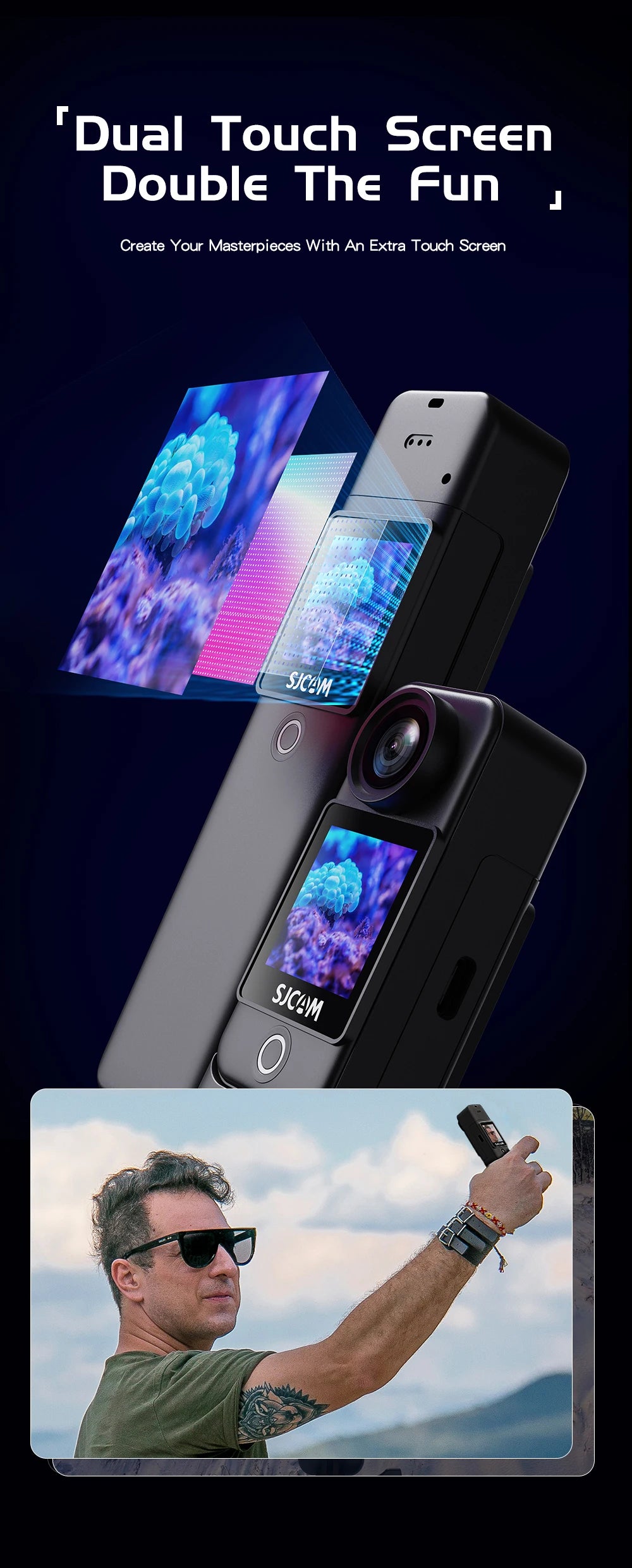 SJCAM C300 Pocket Action Camera 4K FHD With Long Battery Life Video 30M Waterproof 5G WiFi Camera Sport Action Cam.