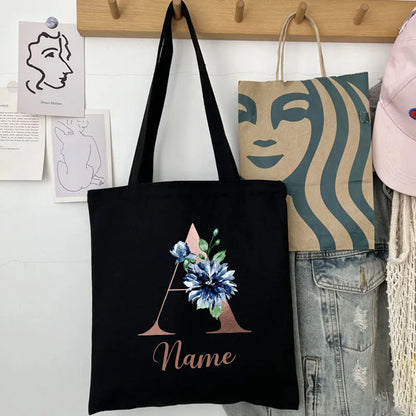 Custom Name Handbag Travel Storage Shoulder Bag Simple Tote Bags Birthday Customize Wedding Bridesmaid Gift Canvas Tote Bag