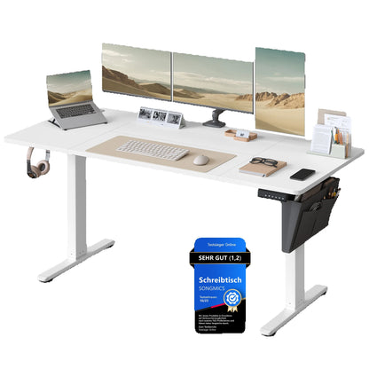 SONGMICS Höhenverstellbarer Schreibtisch elektrisch, 70 x 160 x (72-120) cm, Verstellbarer Tisch, Memory-Funktion für 4 Höhen