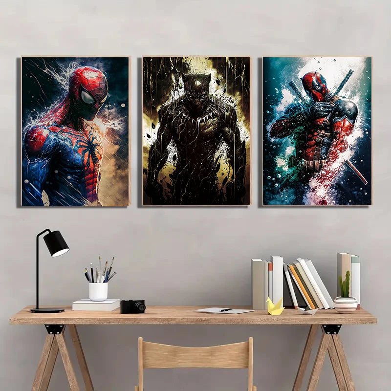 Miniso Disney Marvel The Avengers Spiderman Poster Iron Man Hulk Captain America Hulk Canvas Painting Wall Art Prints Home Decor.