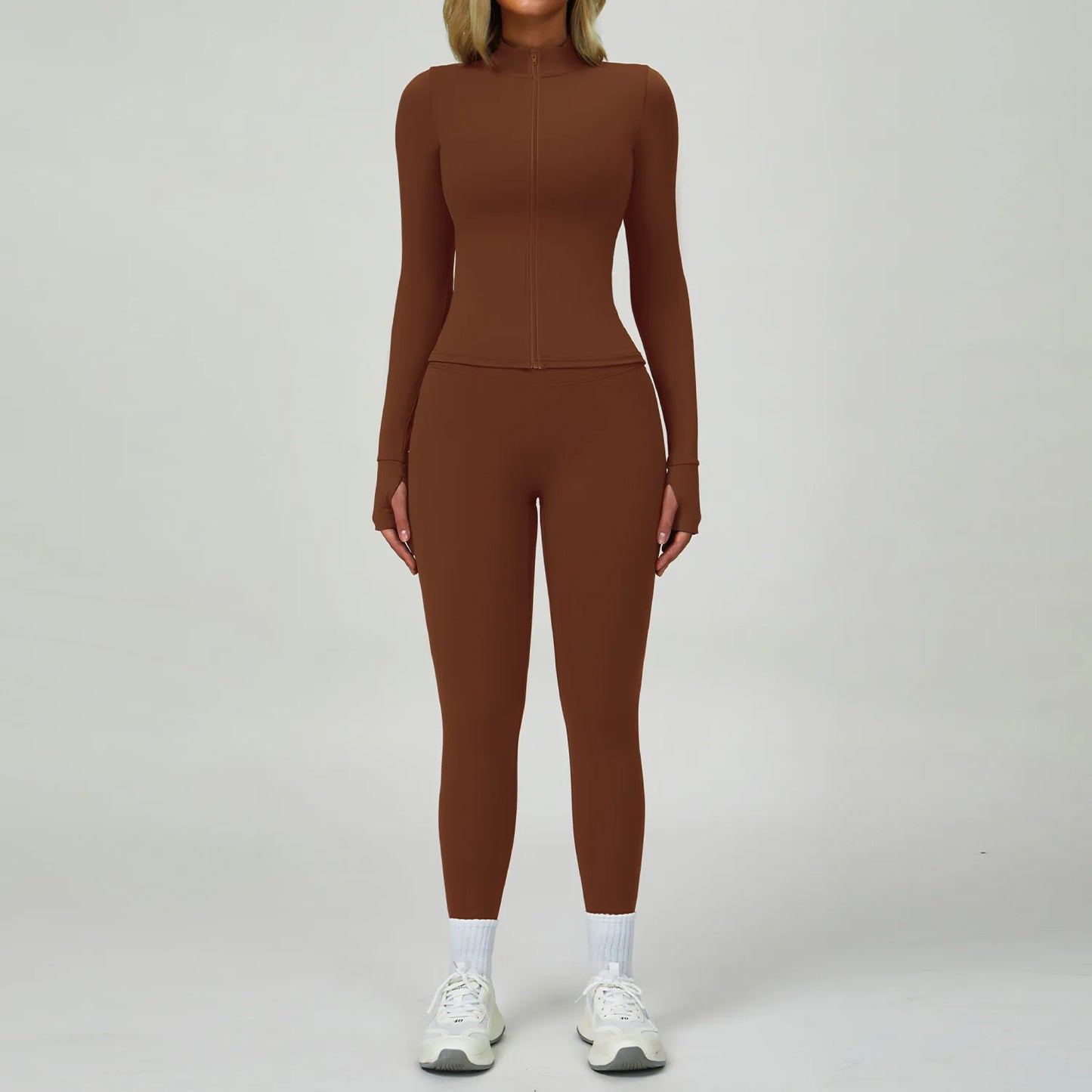 Hearuisavy 2Pcs Long-Sleeved Set Women Casual Outdoor Running Jackest Suit Yoga Clothing Quick Drying Push Up Fitness Sportswear