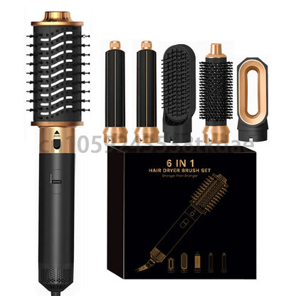 6 in 1 Hair Dryer Brush Hot Comb Set Professional Curling Iron Hair Straightener Styling Tool Negative ions Hair Dryer Household.
