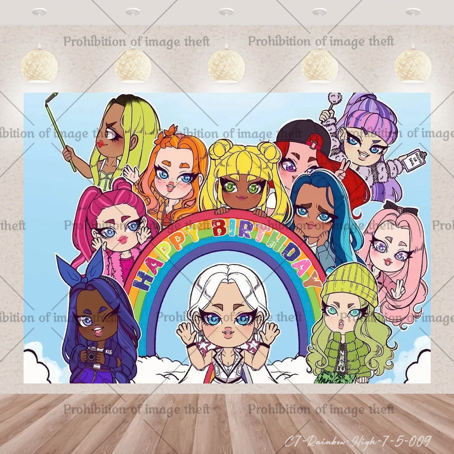 Cartoon Regenbogen Puppe High School Thema Hintergrund Geburtstag Party Dekoration Lieferungen Einweg Tasse Besteck Ballon Baby Geschenk