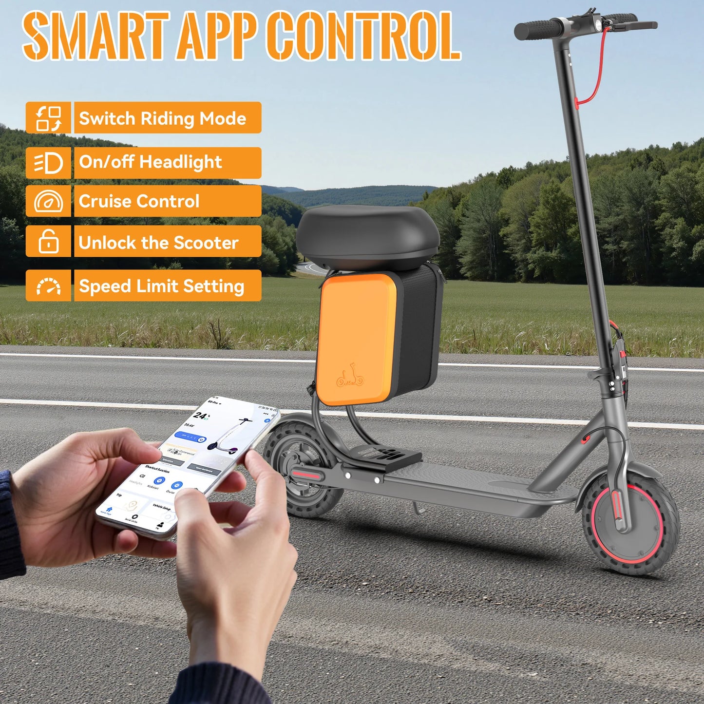 JUICEASE 350W Electric Scooter 350W Motor 36V 25KM Long Range 8.5Inch 31KM/H with Seat Storage Box Smart App Foldable Escooter.