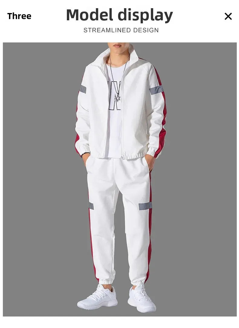 Trendy Men's Sportswear Set Casual Open Cardigan Sweatshirt Jacket with Pants Autumn Winter New Style Cross-Border Clothing.