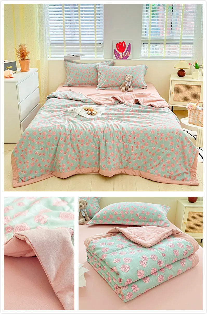Printed Thin Duvet Skin-friendly Comforter 100x150cm for Kids Quilt Soft Bedspread Summer Blanket edredones (No Pillowcase).