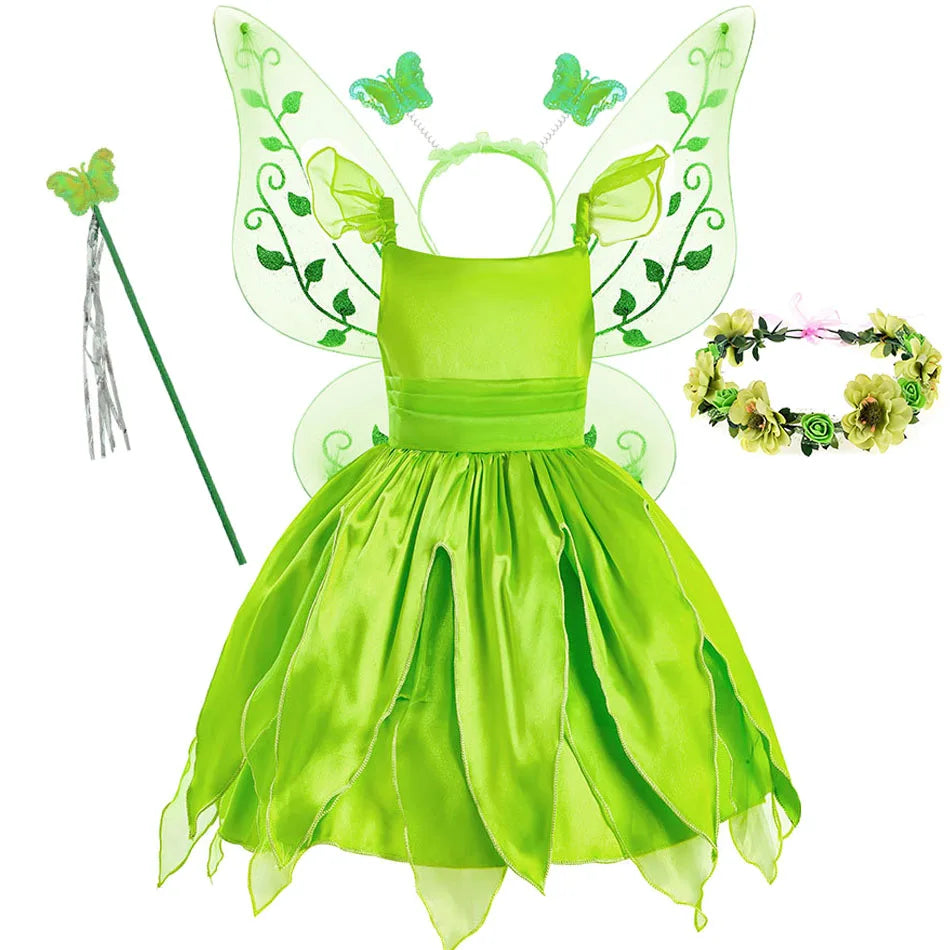 3-10 Jahre Kinder Feenkleid Kinder Cosplay Abend Fantasie Baby Rüschen Karneval Kostüm Prinzessin Grün Party Kleidung 2023 Neu.