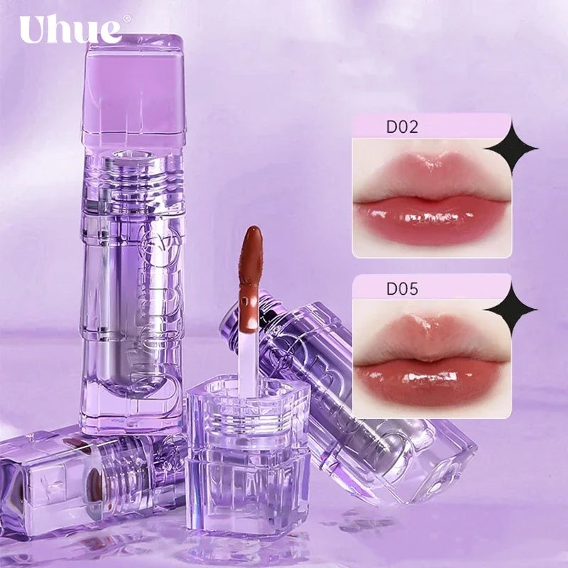 Uhue Lip Gloss Moisturizing Hydrating Glass Lip Glaze Crystal Fruit Nourishing Lipstick for Women Lipstick Makeup Cosmetics.