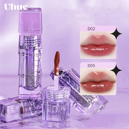 Uhue Lip Gloss Moisturizing Hydrating Glass Lip Glaze Crystal Fruit Nourishing Lipstick for Women Lipstick Makeup Cosmetics.