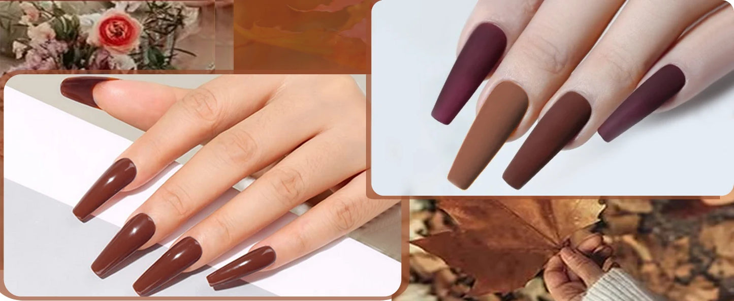 6 colors Dip Powder Set Brown Coffe Color Nail Powder Dipping Nail Powder Nail Art Manicure DIY Salon No Need Lamp Cure.