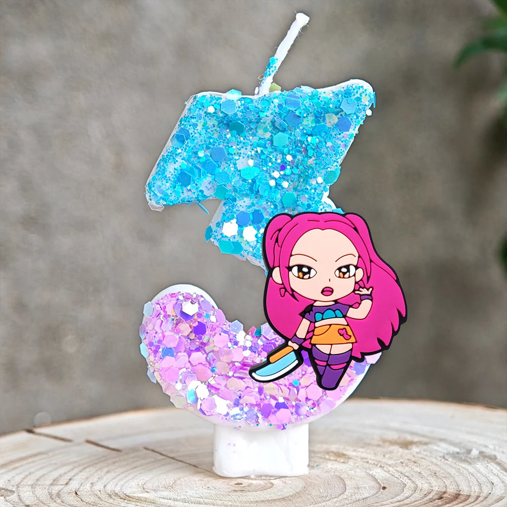 Heißer Kpop Dämon Jäger Thema Kerze 3D Nummer 0-9 Kinder Geburtstag Kuchen Dekoration Baby Dusche Anime Party liefert Geschenke.