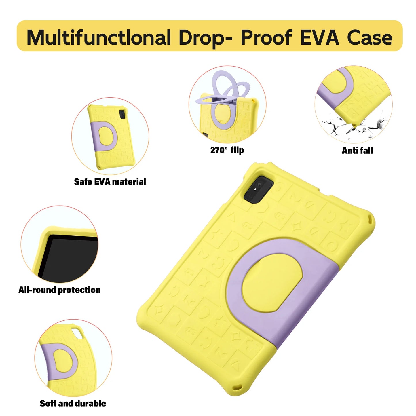 ANRY 10.1 inch Kids Android 15 Tablet 8GB (4+4GB) RAM 64GB ROM 5000Mah Octa-core 5G Wifi Children's Learning Educational Tablets.