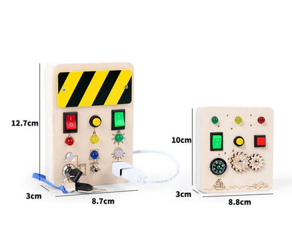 Montessori Busy Board Sensory Toys Wooden With LED Light Switch Control Board Travel Activities Children Games For 2-4 Years Old