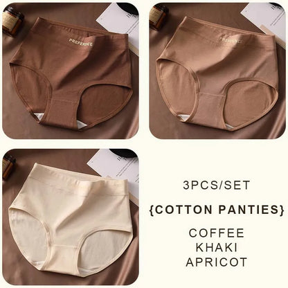 FallSweet 3PCS Seamless Women High Waist Briefs Panties Breathable Cotton Underwear Female Sexy Underpants Large Size Lingerie