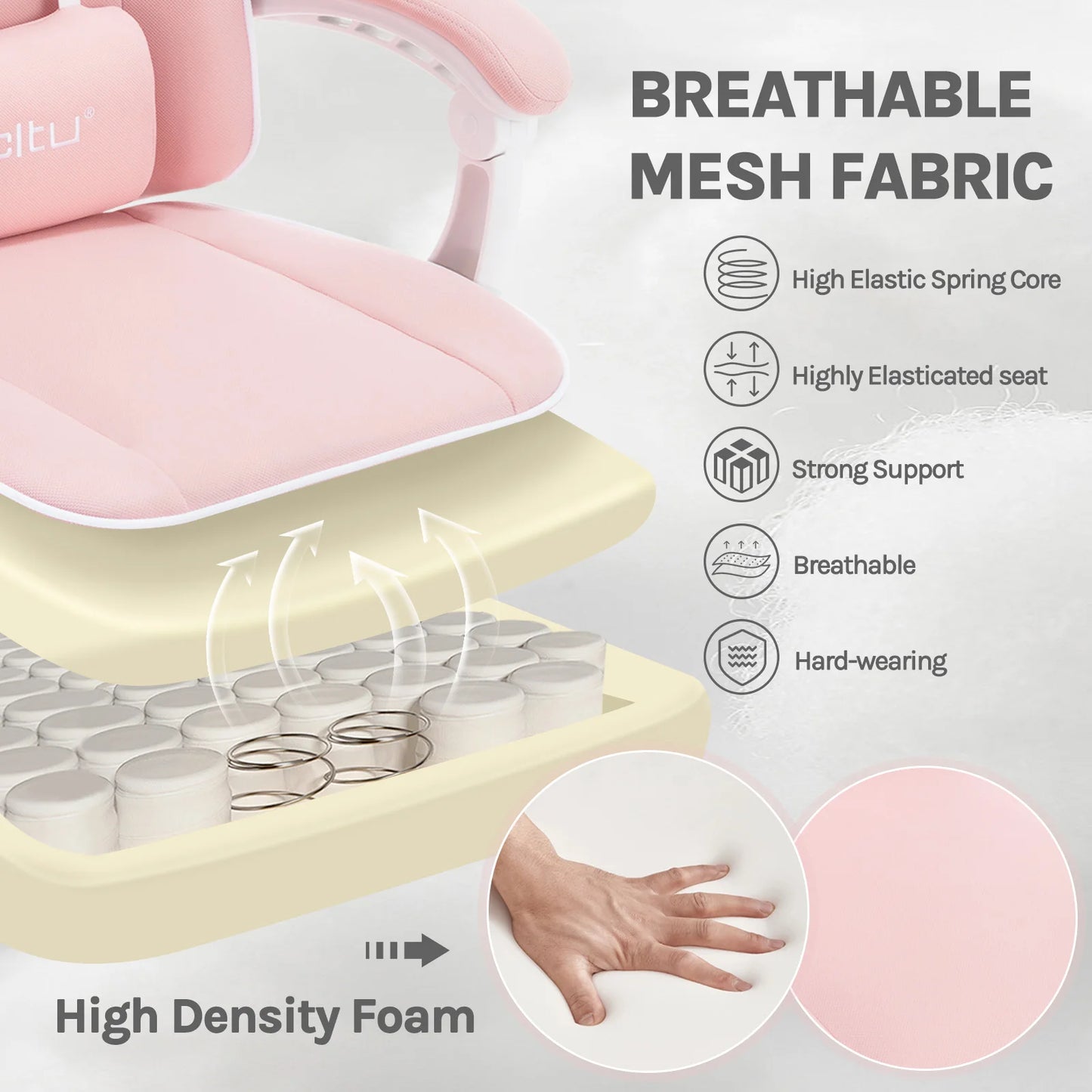 WOLTU Ergonomischer Gaming-Stuhl, Bürostuhl mit hoher Rückenlehne, Drehsessel mit Fußstütze und höhenverstellbarem Computerstuhl für die Lendenwirbelsäule