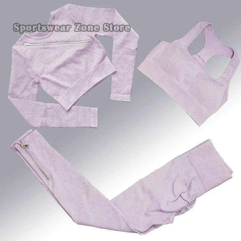 Yoga Suit High Waist Leggings Running Training Tights Sports Outfits Long Sleeve Crop Top Bra Seamless Fitenss Set Fitness Wear