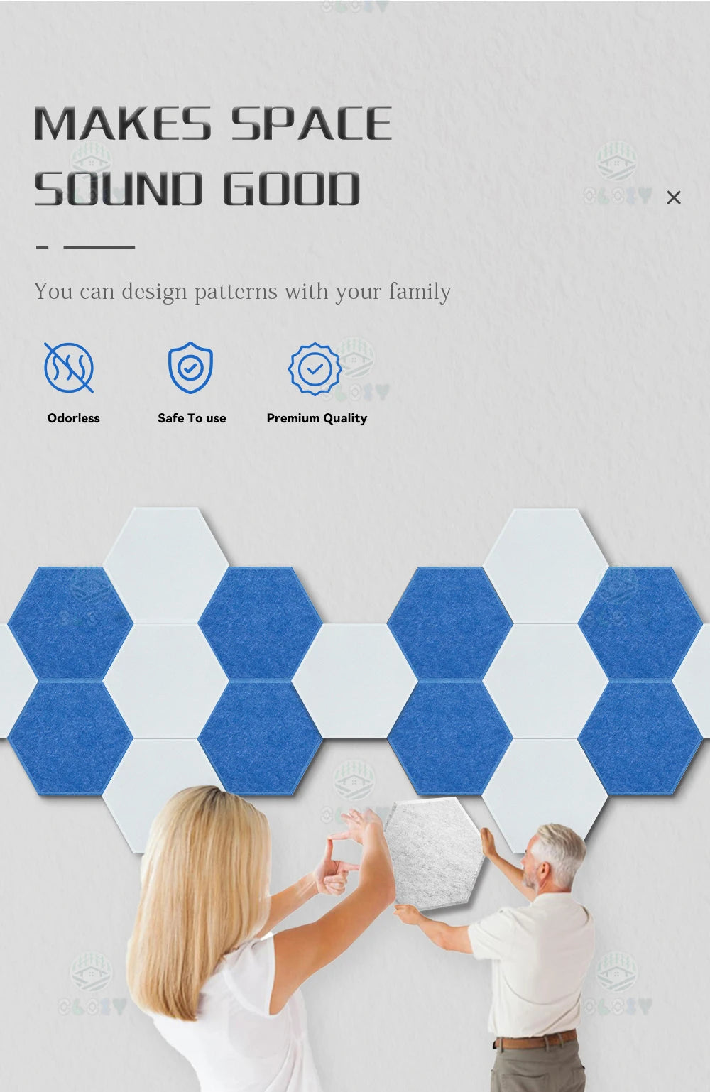 Hexagon 12 Pcs Sound Absorbing Panels Acoustic Wall Absorcion For Home Recording Studio Acoustic Insulator Door Sealing Strip