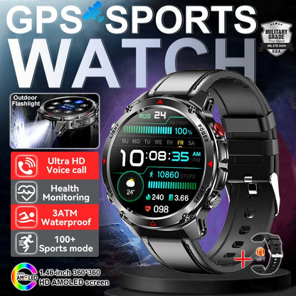 Outdoor Military GPS Smartwatch For Men Build in Dual Band GNSS Compass Altitude 3ATM Waterproof Swimming Smart Watch Women 2025