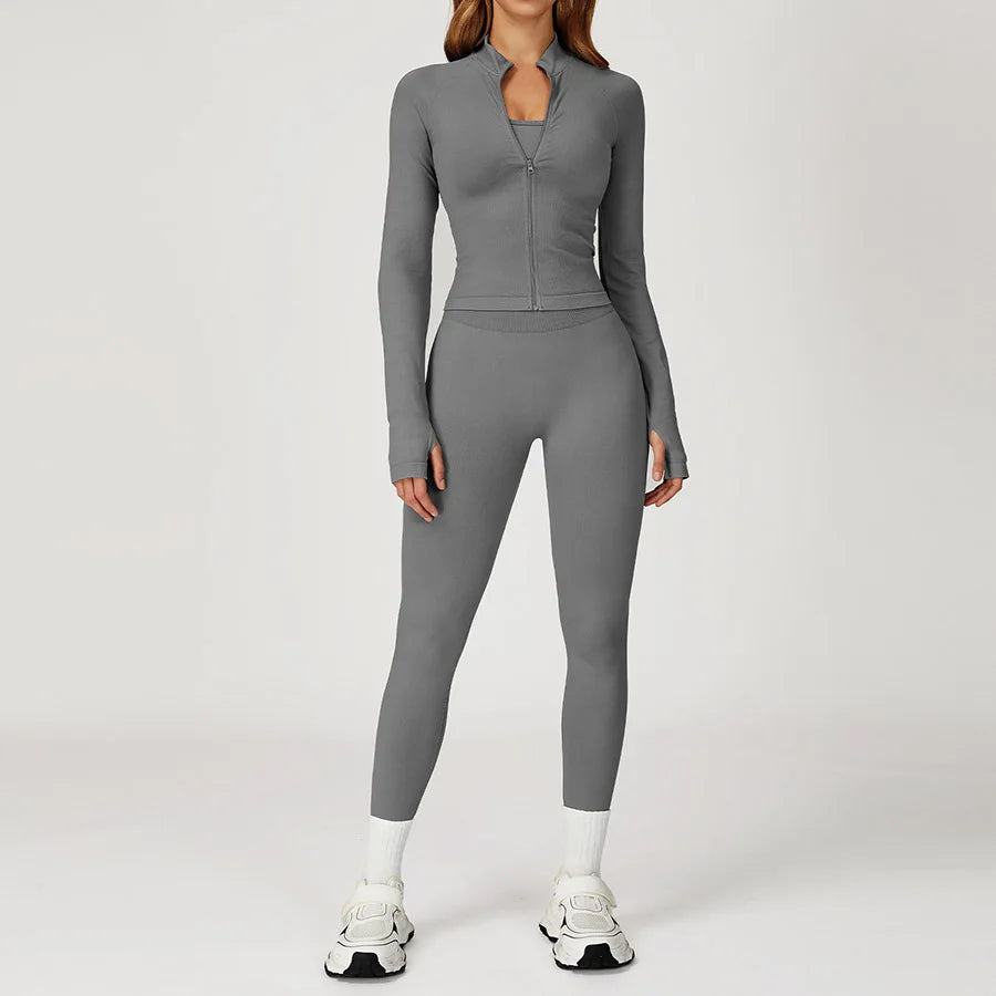 2PCS Yoga Suit Sports Set Women Gym Set Woman Tracksuit Running Workout Long Sleeve Sports Shirt Shorts and bra set Sport Outfit