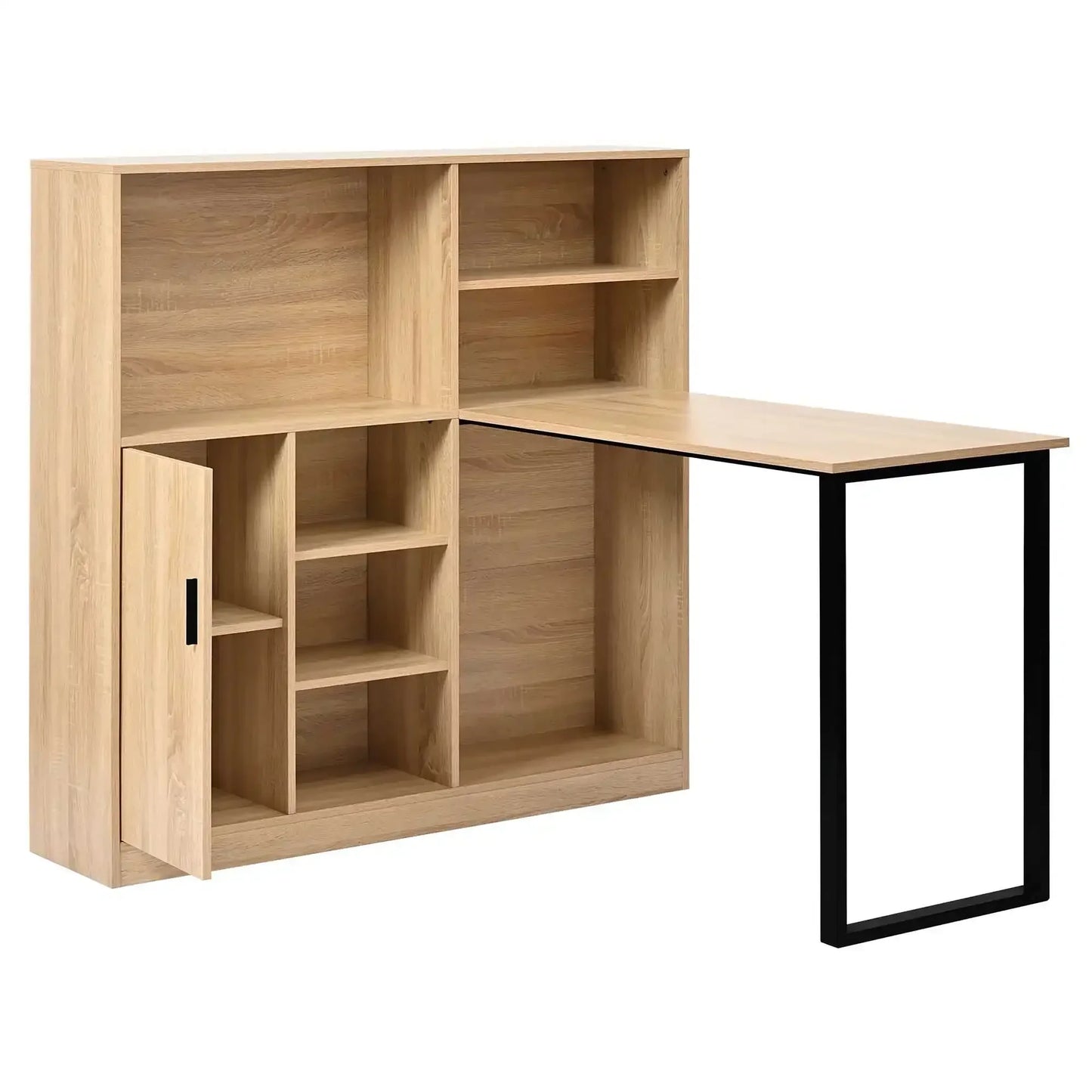 Computertisch Bücherregal-Tisch Schranktisch Arbeitstisch Schrank Schreibtisch Naturfarbe 120 cm (ohne Hocker)