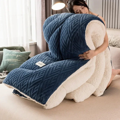Super Warm Lamb Wool Quilt Winter Thickened Cotton Quilt Warm Cotton Double Sided Velvet Soft Extra Large Blanket 이불