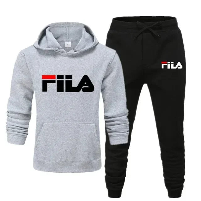 A new men's Spring and Autumn 2025 pullover hoodie + sweatpants two-piece fitness, fashion and casual jogging set.