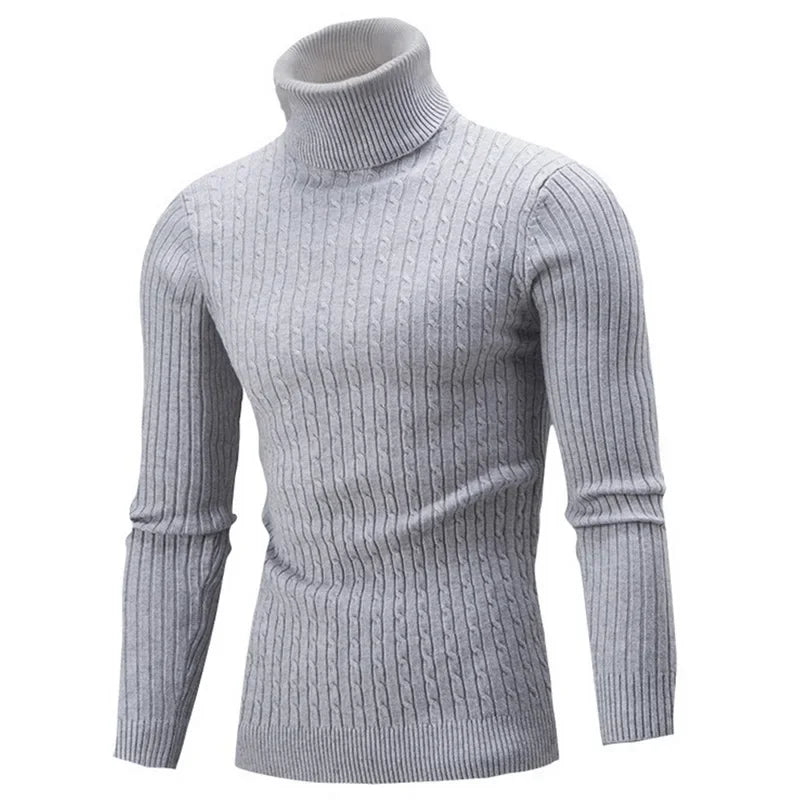 2025 Men's Warm Sweater Long Sleeve Turtleneck Sweater Retro Knitted  Pullover Sweaters