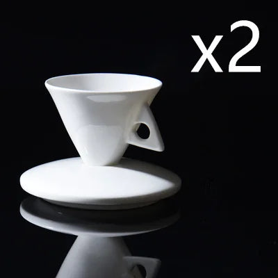 70ml White Cone Coffee Cup And Saucer Set Office Coffeeware Ceramic ESPRESSO Glass Cappuccino Mug Bone China Demitasse Teacup.