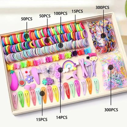 780-1800Pcs Colorful Hair Bands Set Nylon Ealstic Hair Ties Ponytail Hold Scrunchie Rubber Band Kid Baby Girls Hair Accessories.