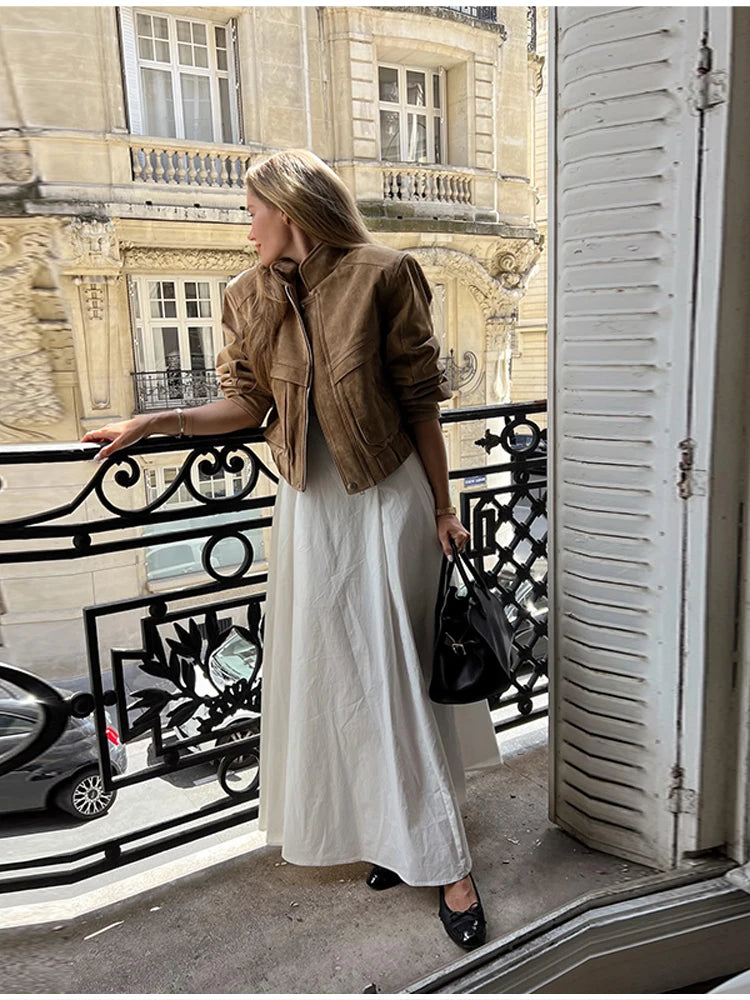 Retro-Jacke, modisch, Frühling und Herbst, lässig, lockere Tasche, langärmelig, trendig, cool, vielseitig, hochwertige Damen-Kurzjacke.