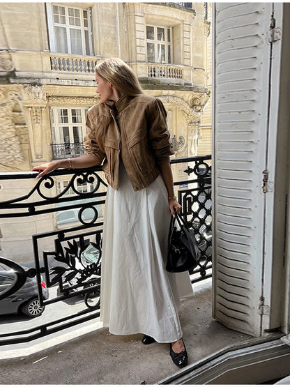 Retro-Jacke, modisch, Frühling und Herbst, lässig, lockere Tasche, langärmelig, trendig, cool, vielseitig, hochwertige Damen-Kurzjacke.