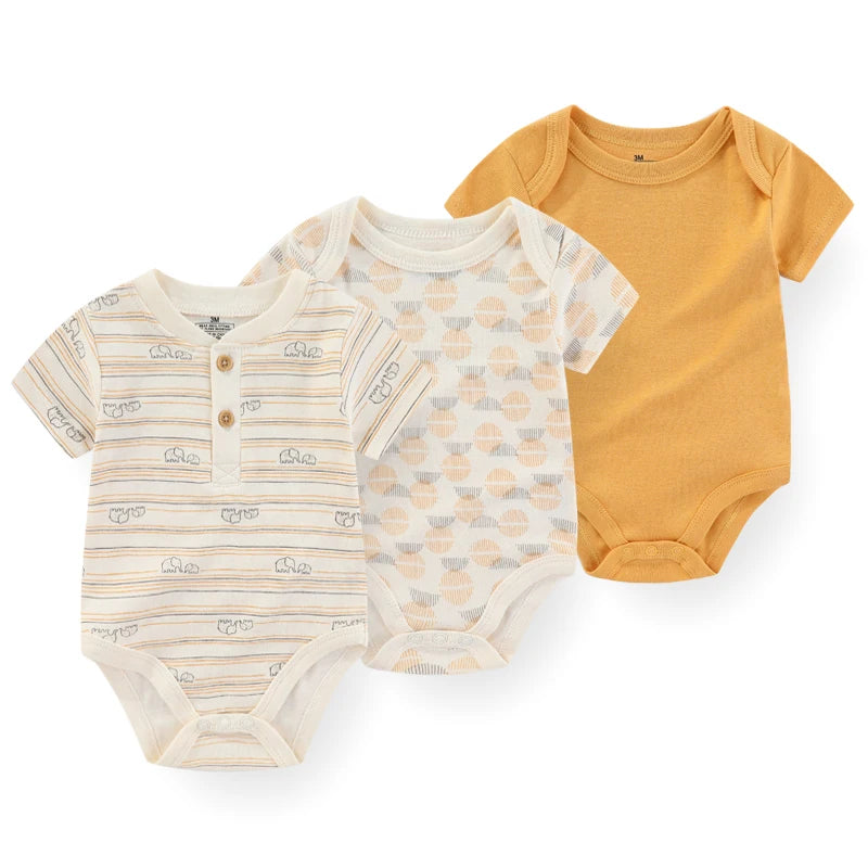 Kiddiezoom 3-teiliges Sommermode-Cartoon-Body für Jungen und Mädchen, weiche Onesies für Neugeborene.
