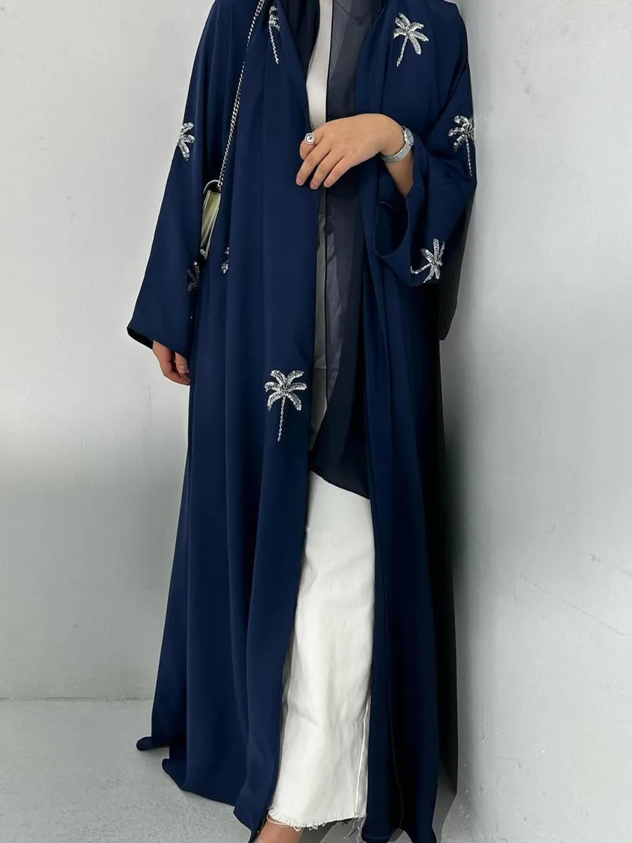 Women Eid Dubai Abaya Luxury Muslim Fashion Sequin embroidery Kimono Cardigan Long Dress Kaftan Robe Femme Islam Clothing Kebaya.