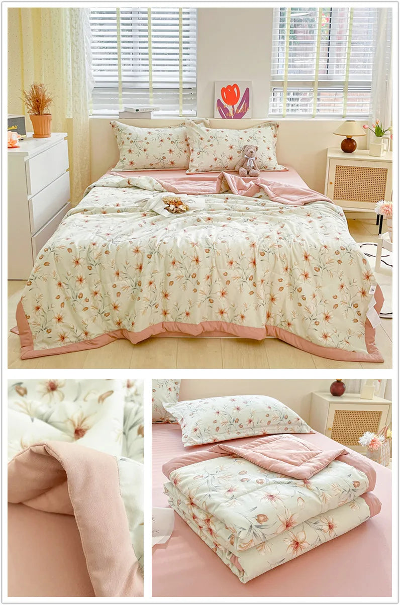 Printed Thin Duvet Skin-friendly Comforter 100x150cm for Kids Quilt Soft Bedspread Summer Blanket edredones (No Pillowcase).