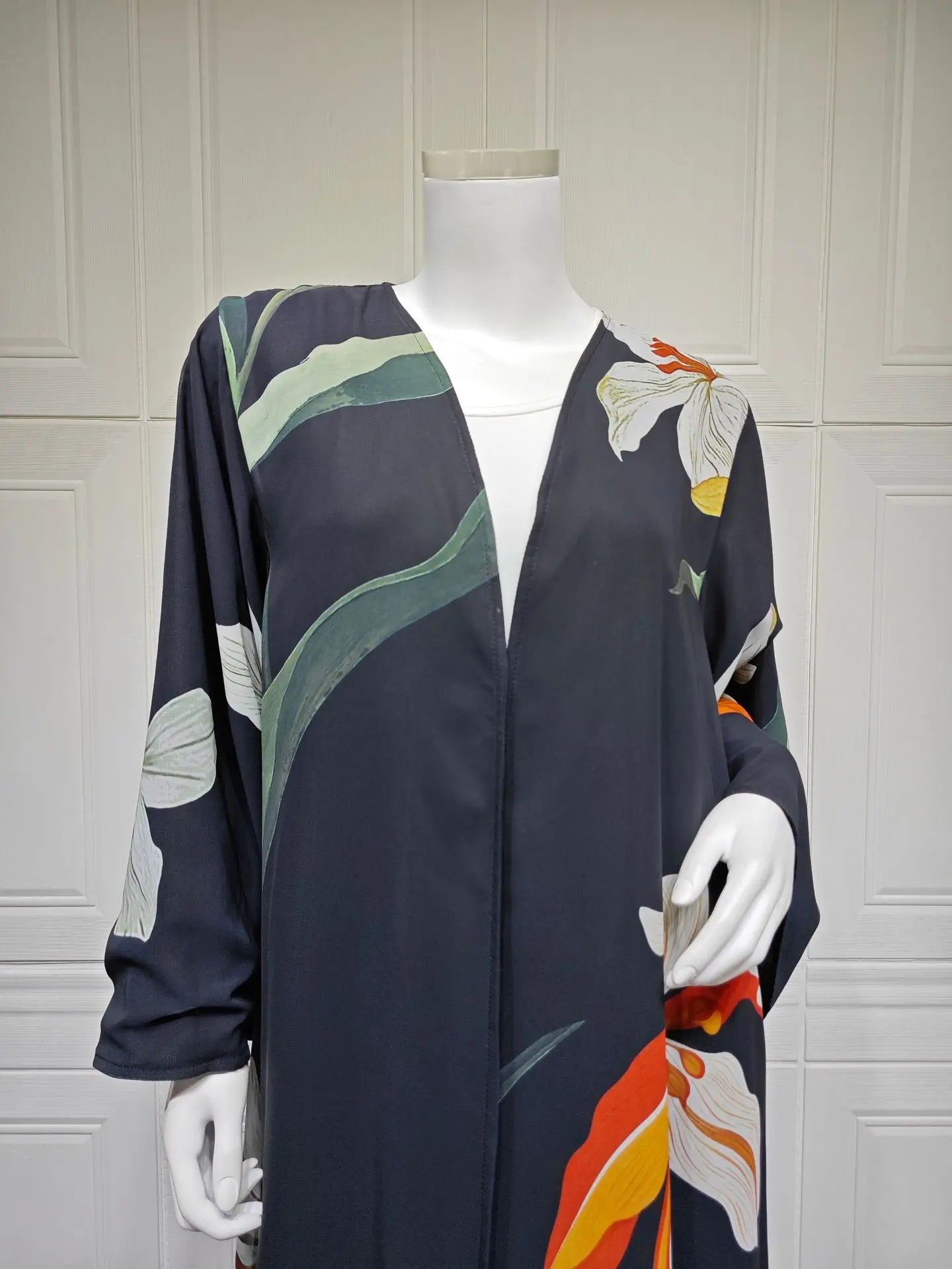 Uni Dubai Fashion Floral Print Open Abaya Muslim Elegant Cardigan With Hijab Scarf 2025 Feminine Clothes.
