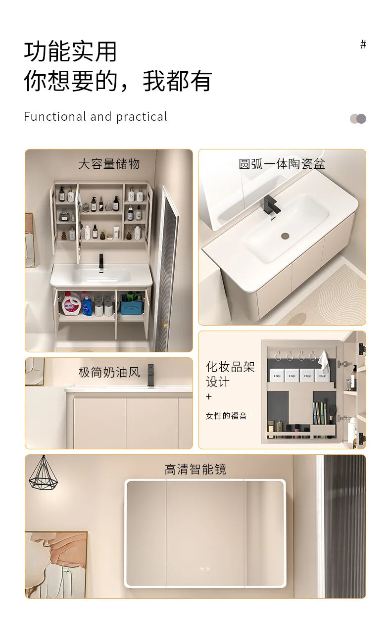 Moderner intelligenter Badezimmerschrank, Wabenstruktur, Aluminium, WC, Waschbecken, Schrank, Kombination, integriertes Keramikwaschbecken, Waschtisch