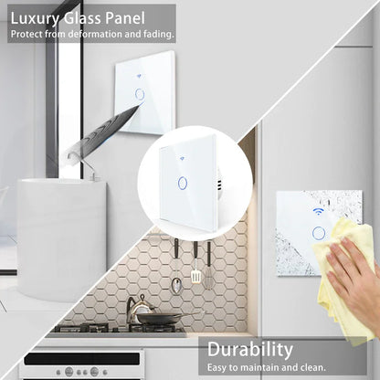 AXUS EU WiFi Smart Licht Schalter Touch Schalter RF433 Kein Neutralleiter Smart Home Leben Tuya App Steuerung Unterstützung Alexa Google Hause.