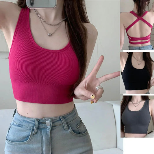 3pcs Sport Fitness Yoga Bra Sexy Women Vest Back Cross Strap Tank Tops Female Push Up Running Bra Lady Breathable Soft Underwear.