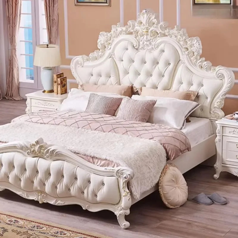 Gold Luxus gestepptes Doppelbett Holz Vintage weiche Einzelkopfteile Doppelbett Erwachsene Zuhause Camas De Dormitorio Möbel