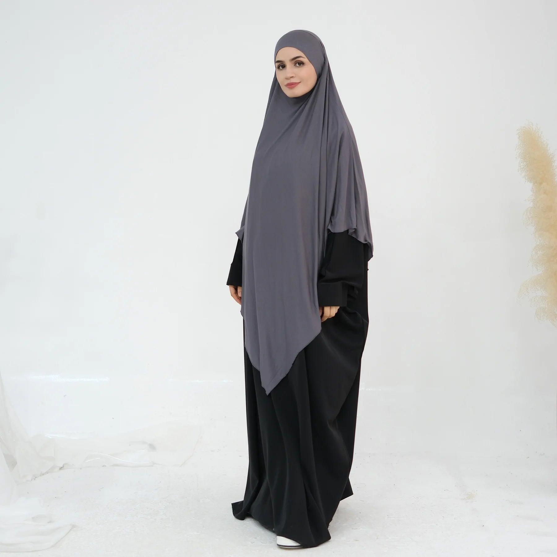 Extra Long Khimar Hijab Scarf Jersey Cotton Muslim Prayer Clothes Islamic Jilbab Khimars for Women Hijabs Veil Niqab Ramadan Eid.