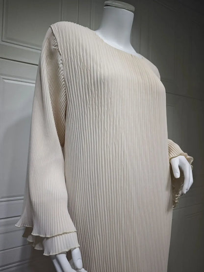 Eid muslimisches Kleid für Frauen Plissee Flare Ärmel Jalabiya Kaftan Islam Vestidos arabische lange Robe Ramadan Marokko Dubai Abayas